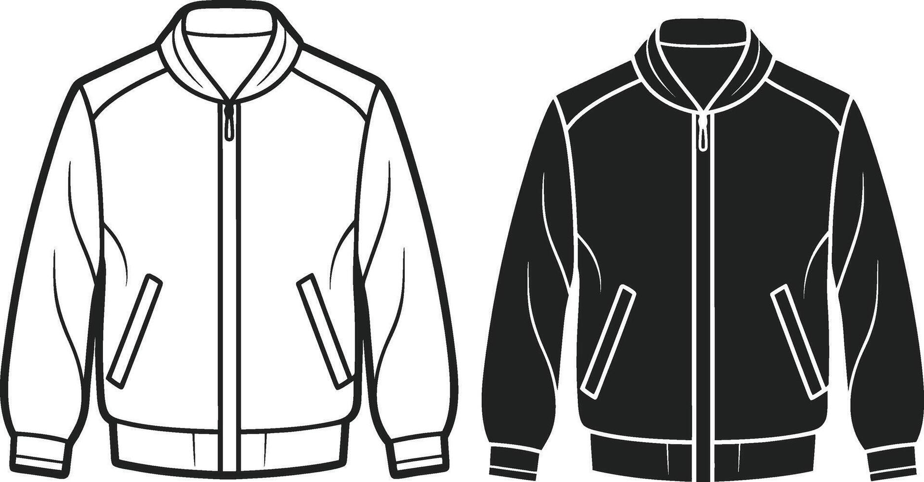 Detailed Utility Bomber Jacket Outline Design vector