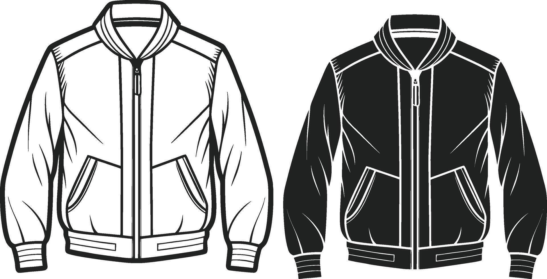 Utility Pocket Bomber Jacket Line Art vector