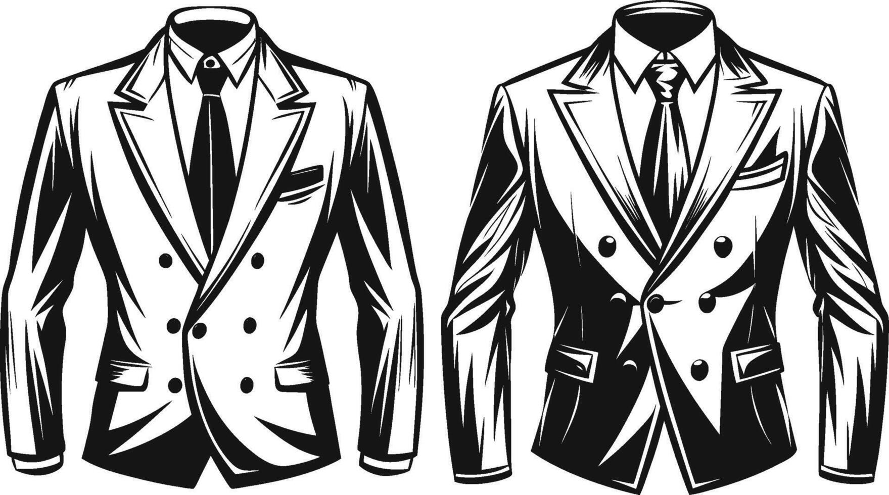 Layered Double-Breasted Suit with Classic Buttons vector
