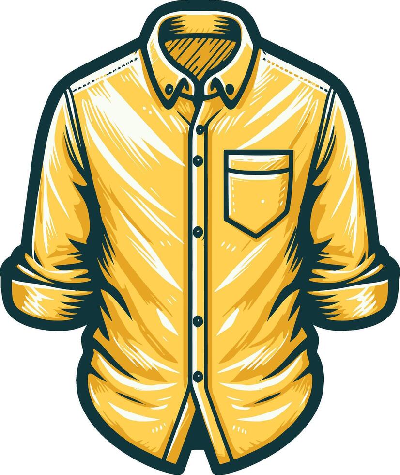 Utility Striped Button-Up Shirt Outline Design vector