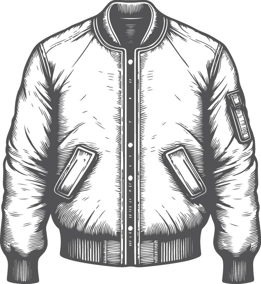 Shirred Pocket Bomber Jacket Sketch Design vector