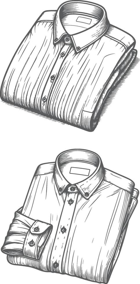 Relaxed Oversized Button-Up Shirt Line Art vector