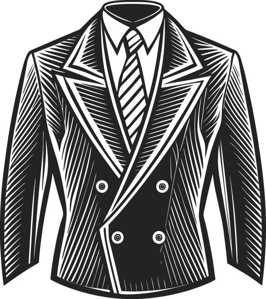 Elegant Tailored Double-Breasted Suit Vintage Design vector