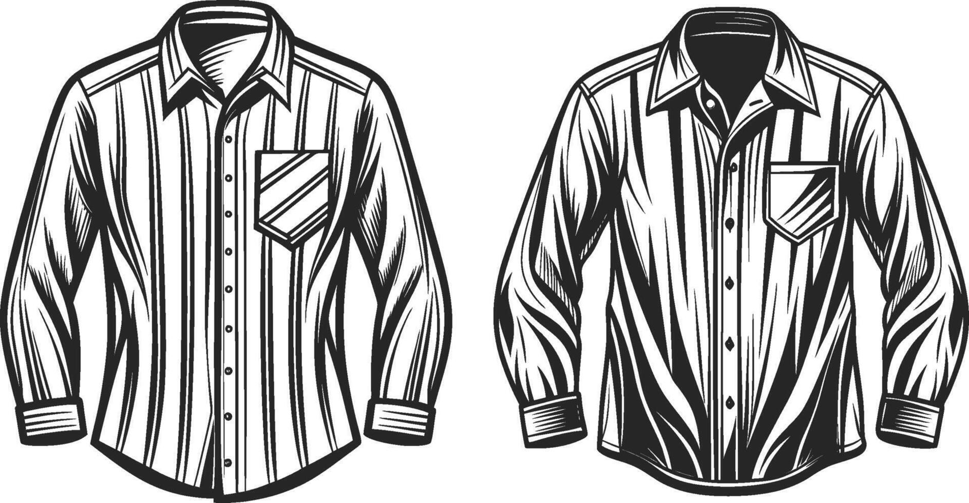 Double Utility Button-Up Shirt Line Art vector