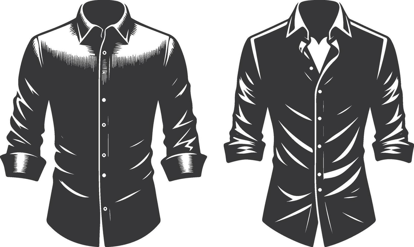Vintage Collar Detail Button-Up Shirt Sketch vector