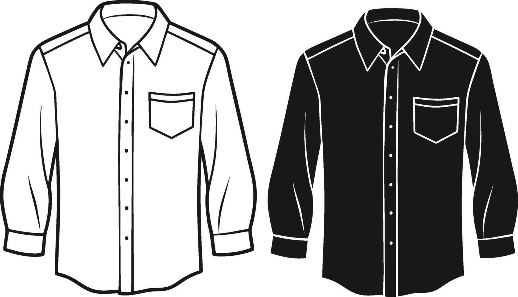 Classic Black Button-Up Shirt Line Art vector