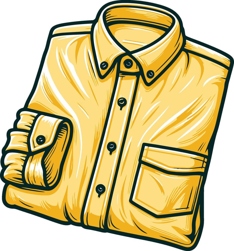 Retro Wide-Collar Button-Up Shirt vector