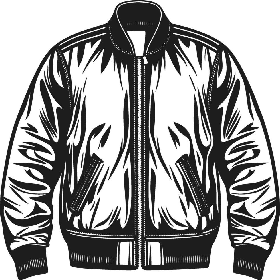 Shiny Retro Satin Bomber Jacket Outline vector