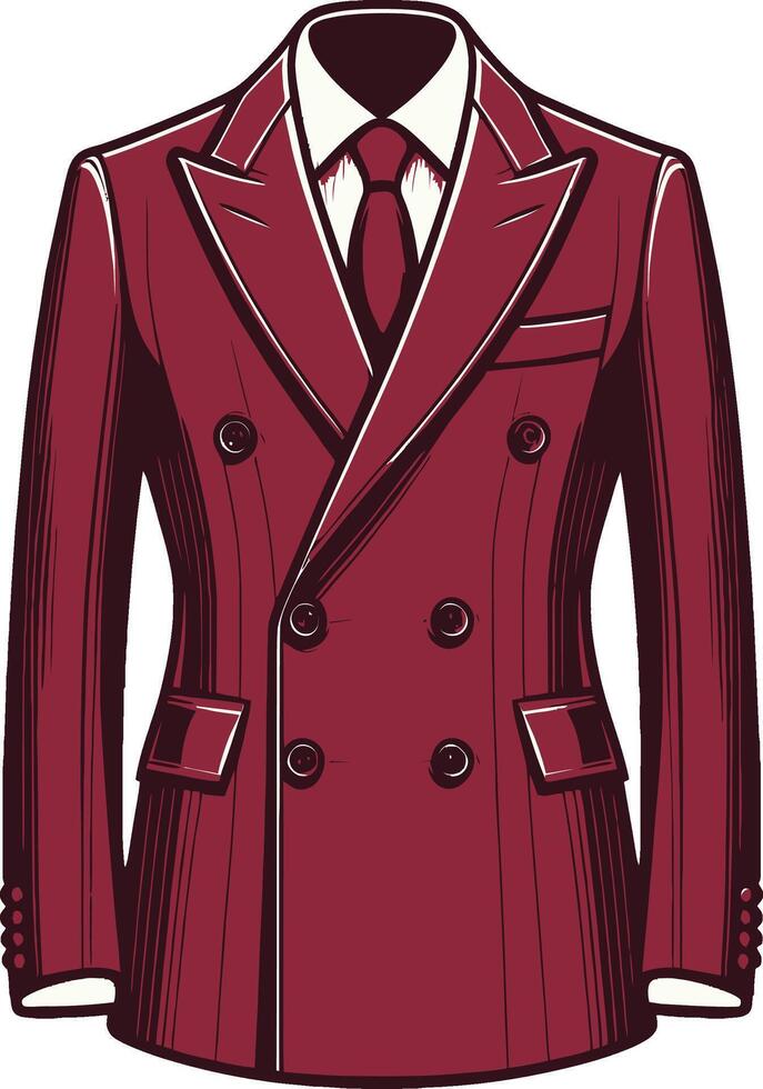 Elegant Tailored Double-Breasted Suit Illustration vector