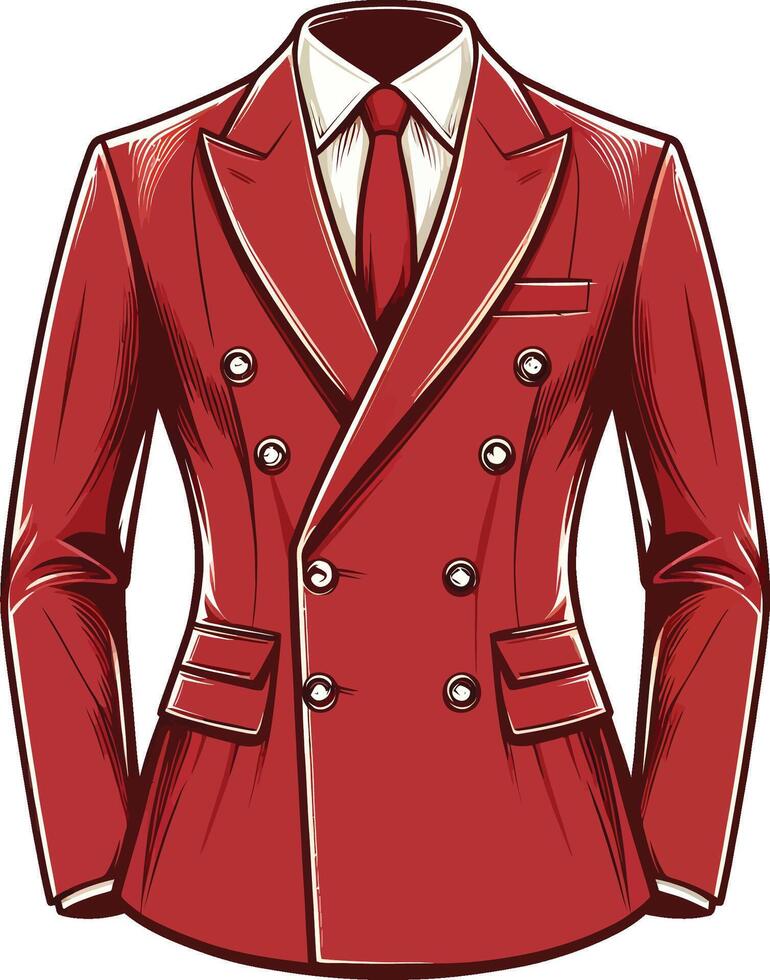 Double-Breasted Pinstripe Suit Outline Sketch vector