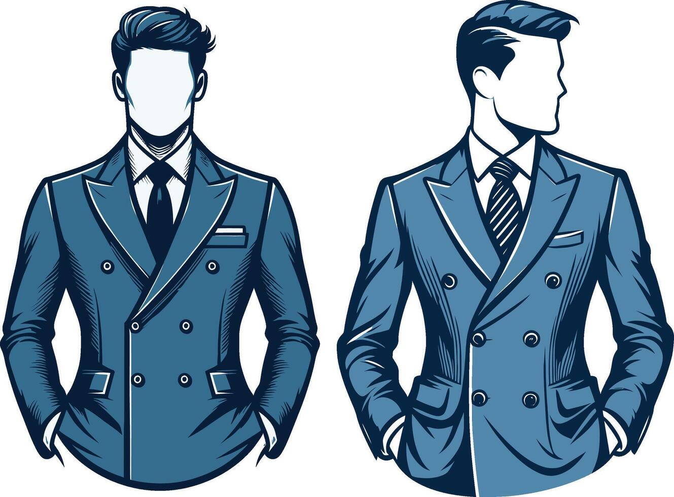 Sharp Collar Double-Breasted Suit vector