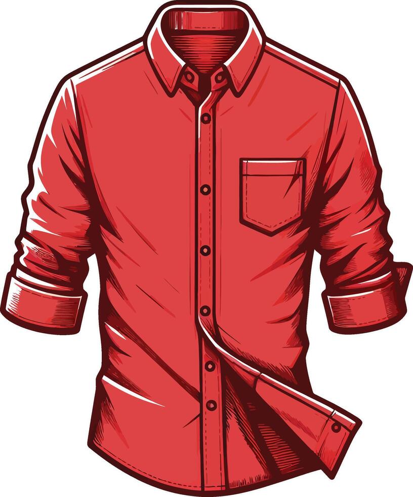 Relaxed Utility Button-Up Shirt Sketch Outline vector