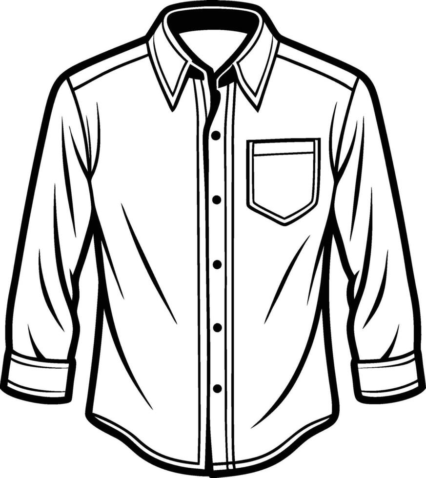 Elegant Printed Button-Up Shirt Outline Design vector