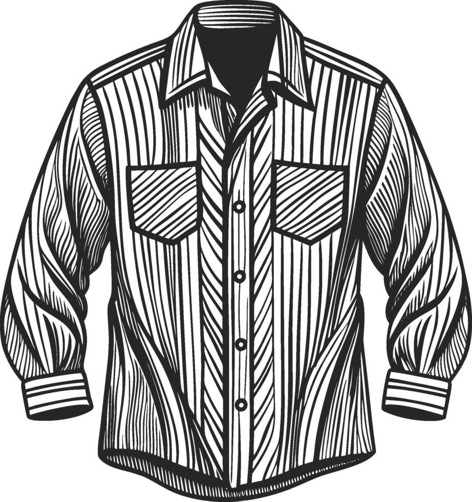 Chic Boho Button-Up Shirt Outline Design vector