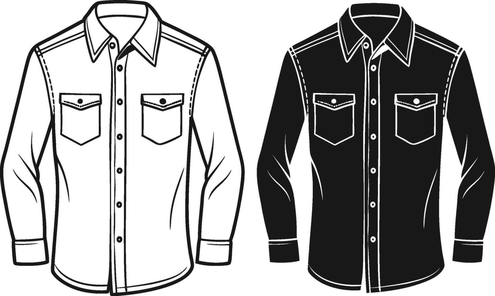 Chic Pleated Tunic Button-Up Shirt Sketch vector