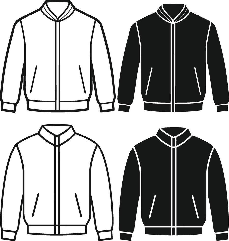 Layered Collar Bomber Jacket Sketch Outline vector