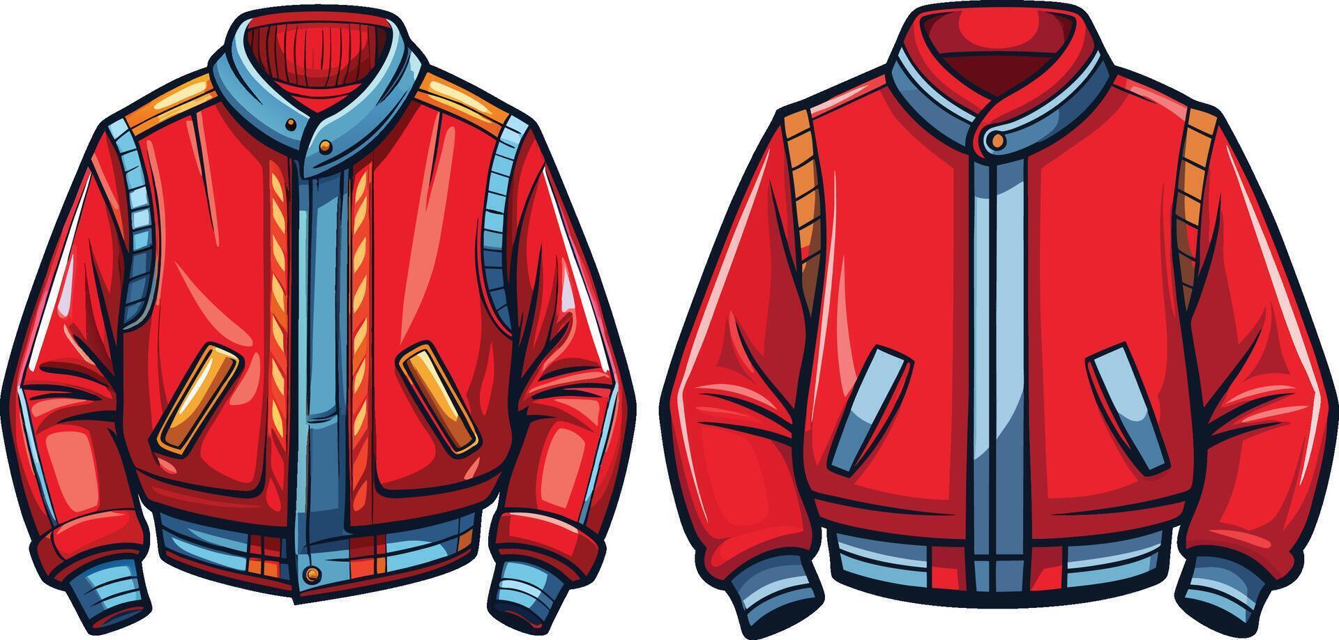 High-Collar Bomber Jacket Minimal Design vector
