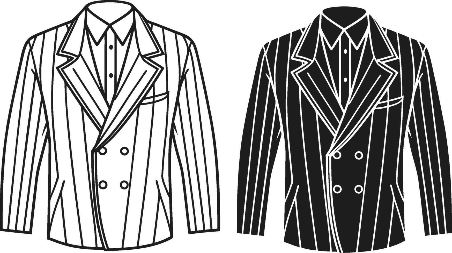 Formal High-End Double-Breasted Suit Sketch Outline vector