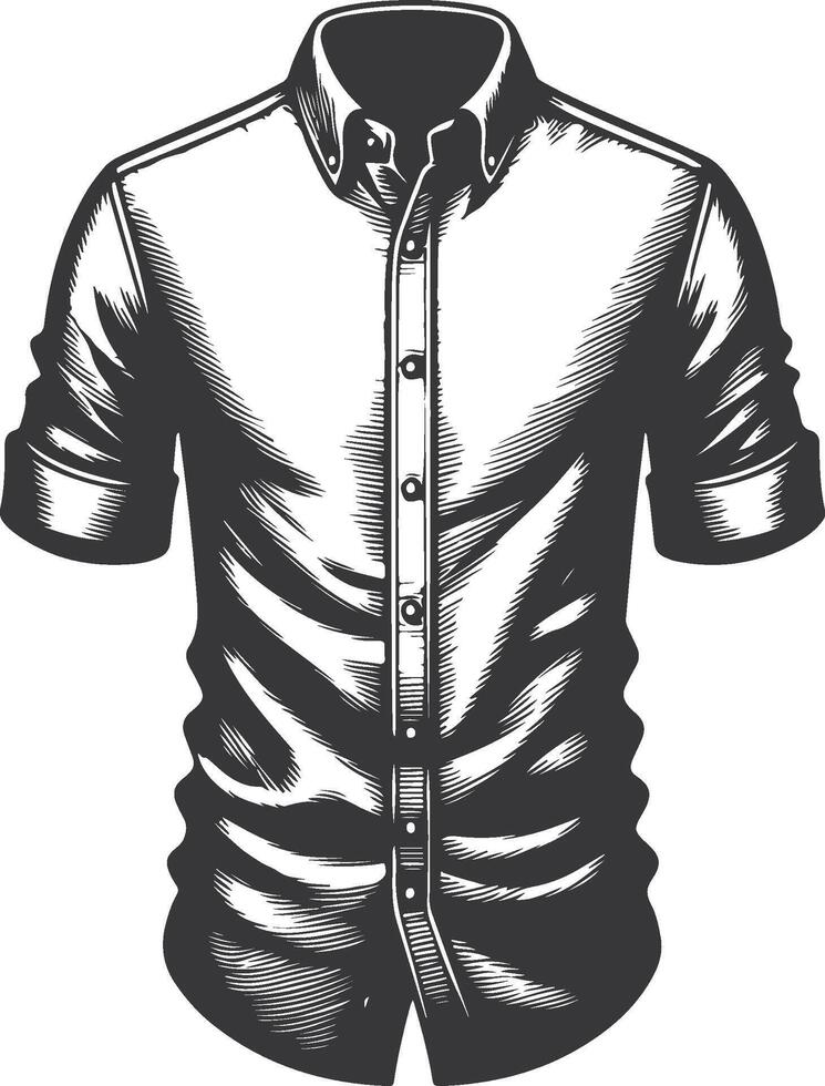Black Retro Button-Up Shirt Illustration vector