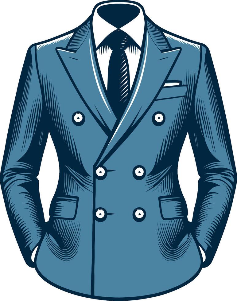 Sophisticated Relaxed Fit Double-Breasted Suit Design vector