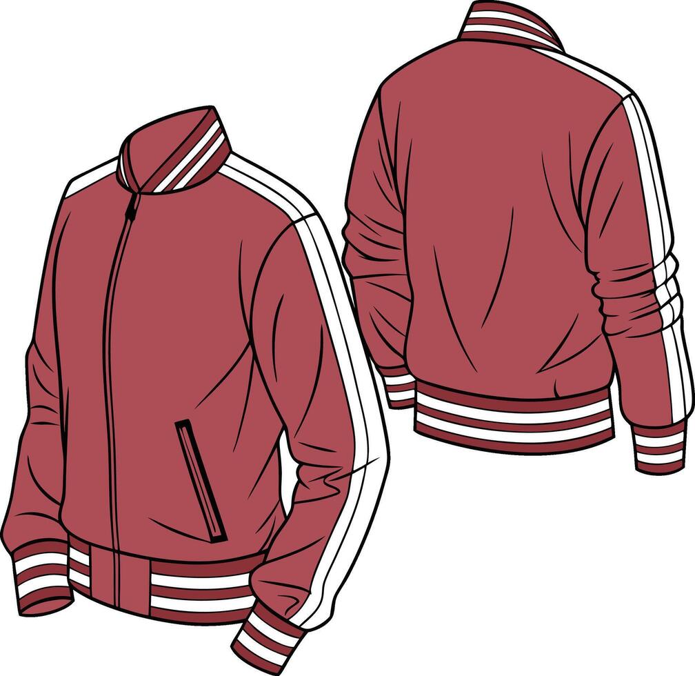 Tunic Style Bomber Jacket Sketch Outline vector