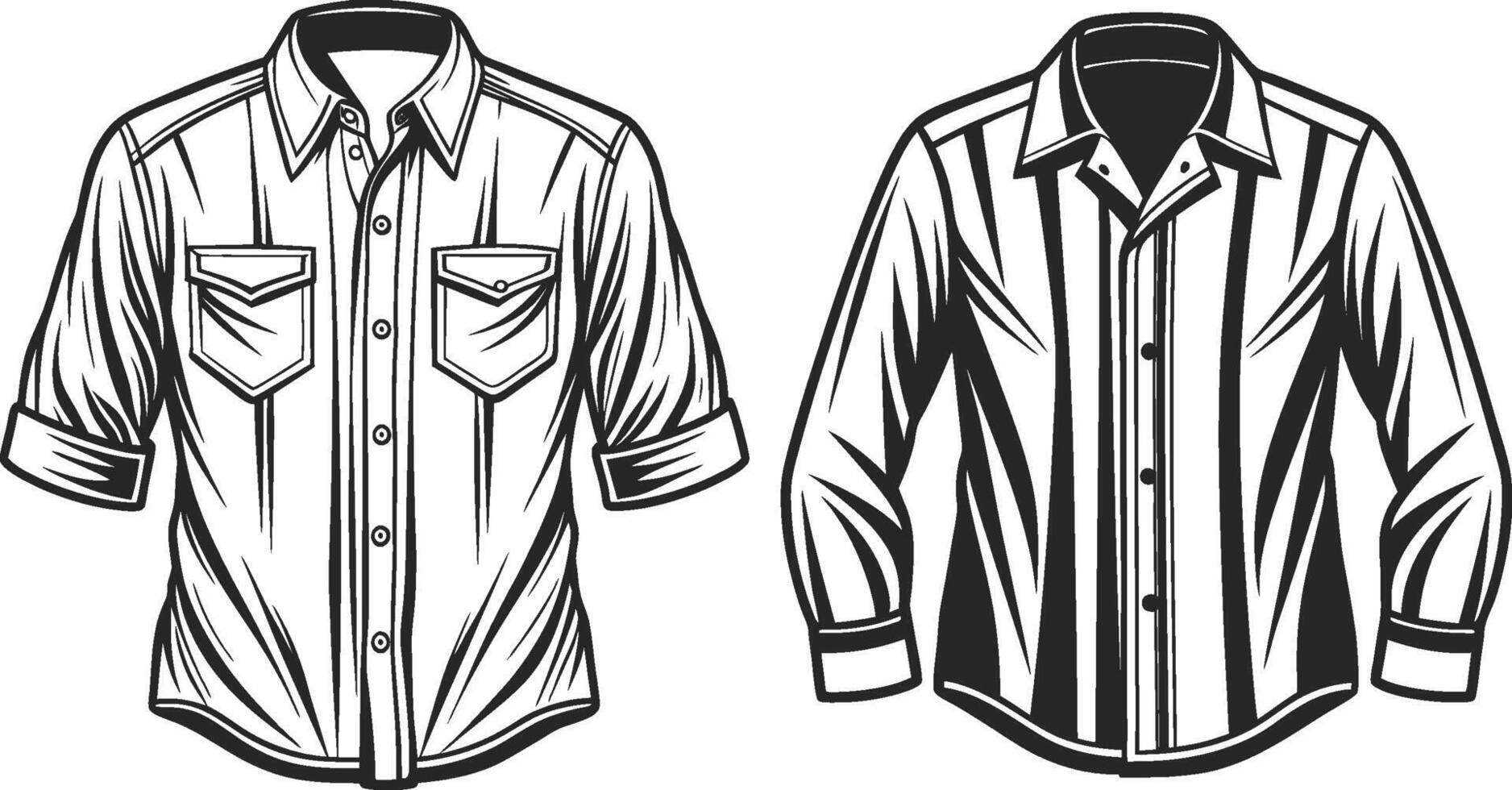 Modern Gathered Button-Up Shirt Sketch vector