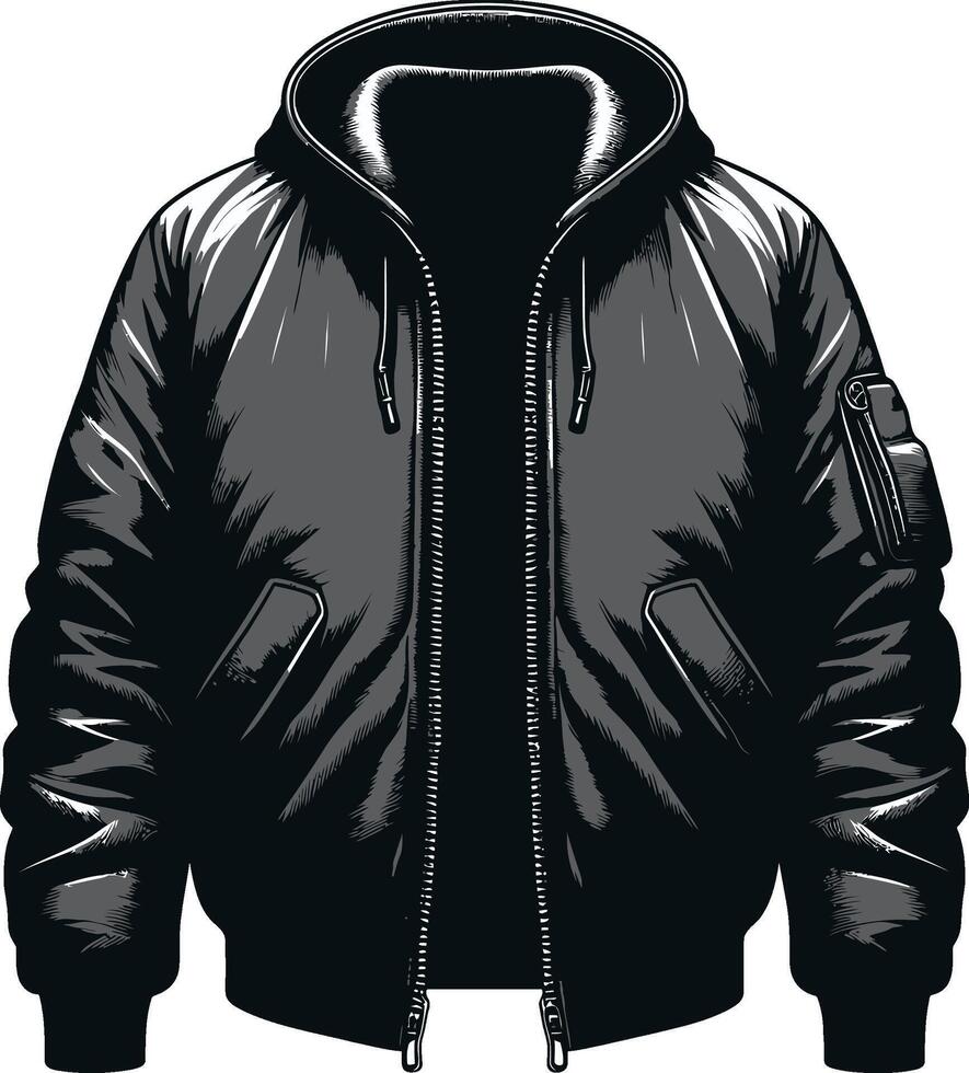 Zippered Bomber Jacket Minimal Outline vector