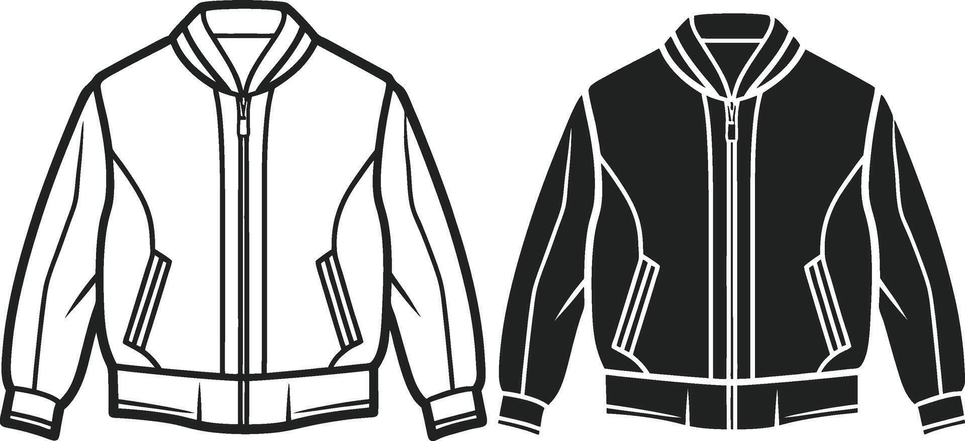 Sophisticated Bomber Jacket Line Art Outline vector