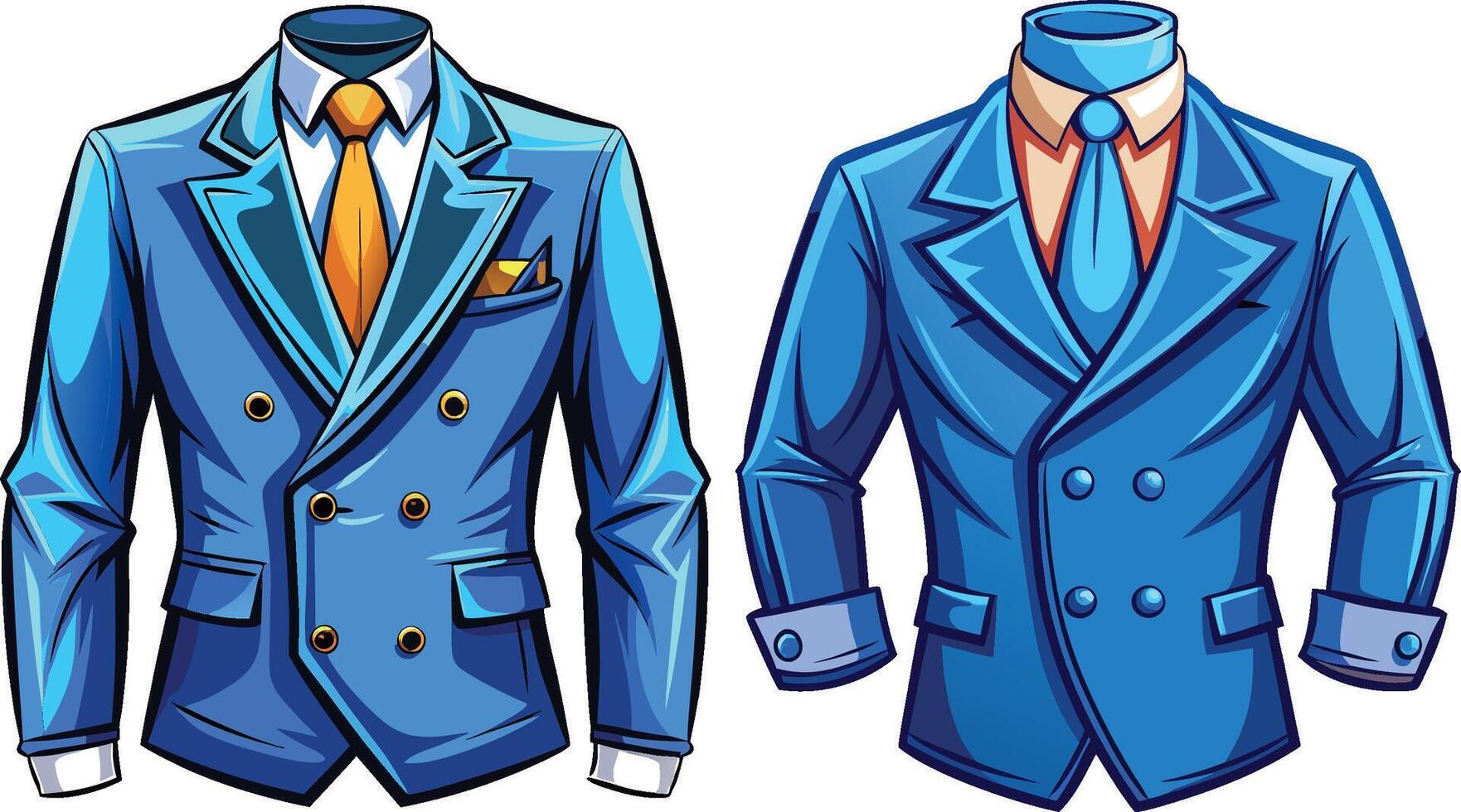 High-End Tailored Double-Breasted Suit Design vector