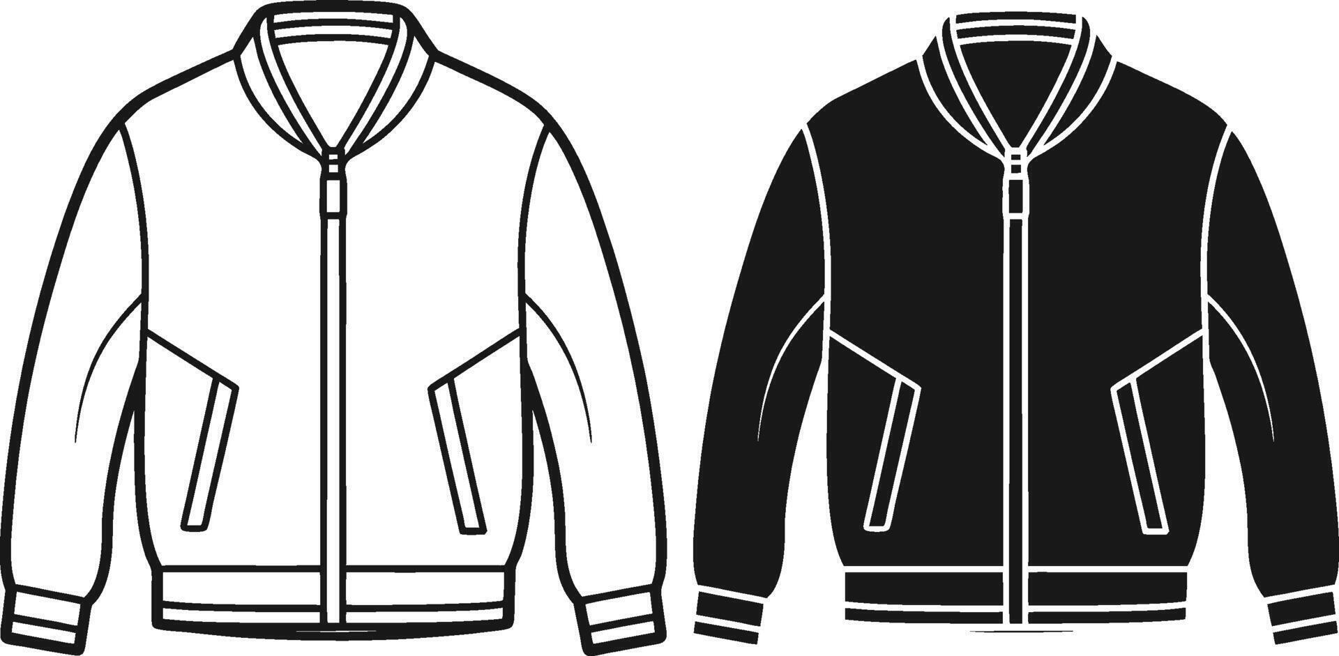 Modern Pleated Satin Bomber Jacket Outline vector