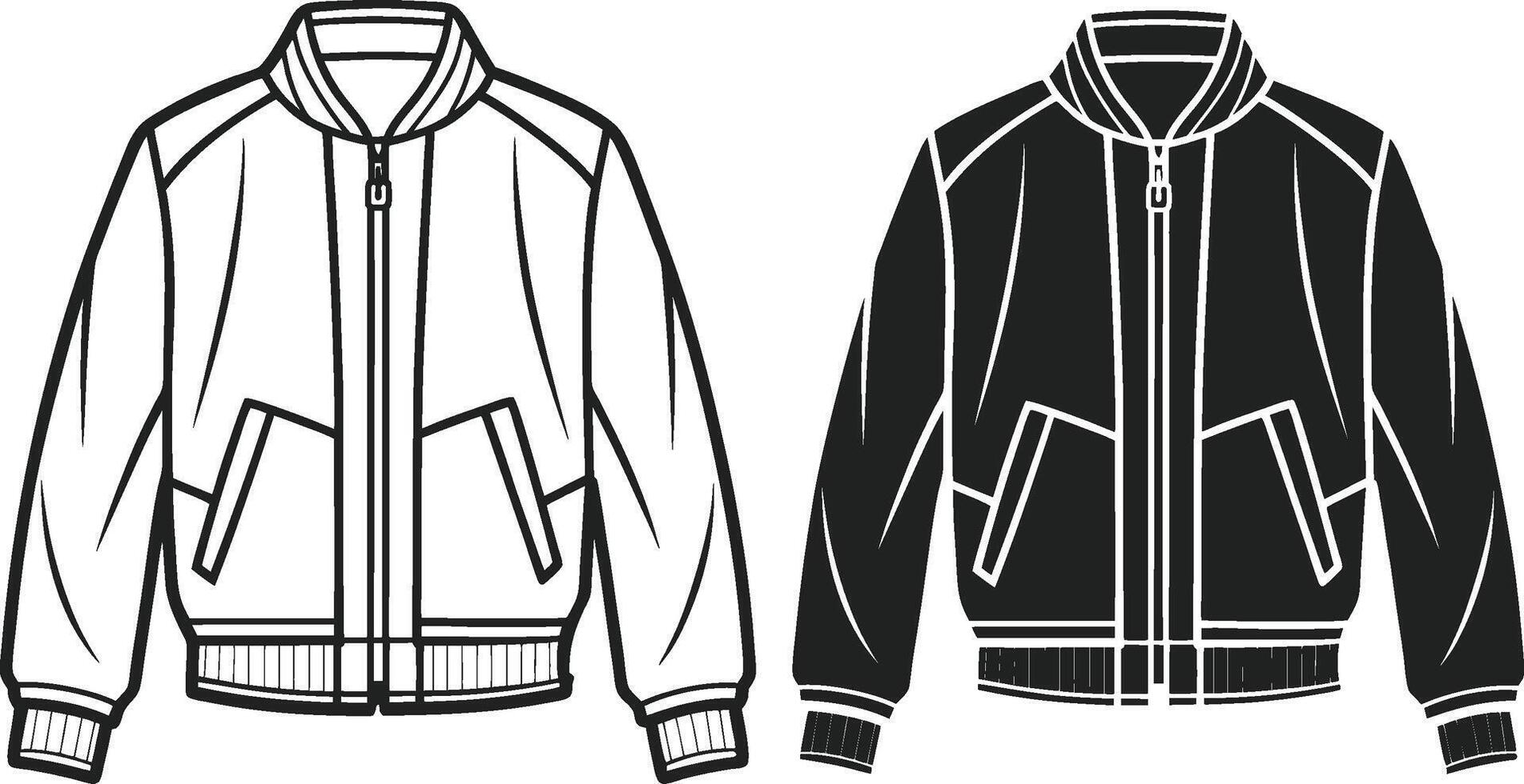 Modern Satin Bomber Jacket Outline Sketch vector