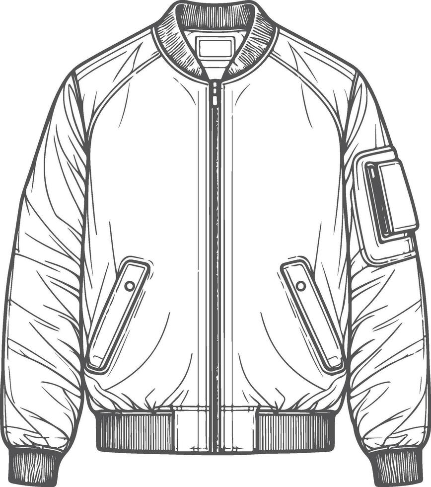 Festival Tunic Shirred Bomber Jacket Outline vector