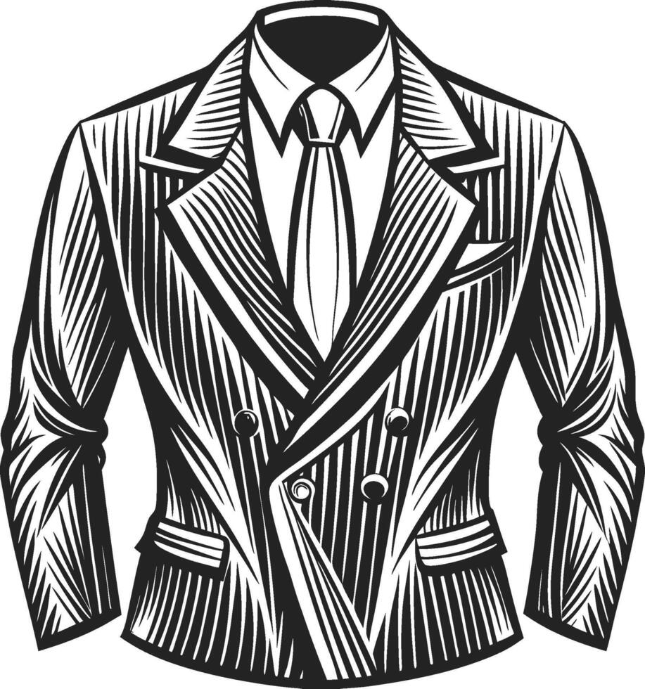 Sharp Double-Breasted Suit with Wide Stitch Design vector