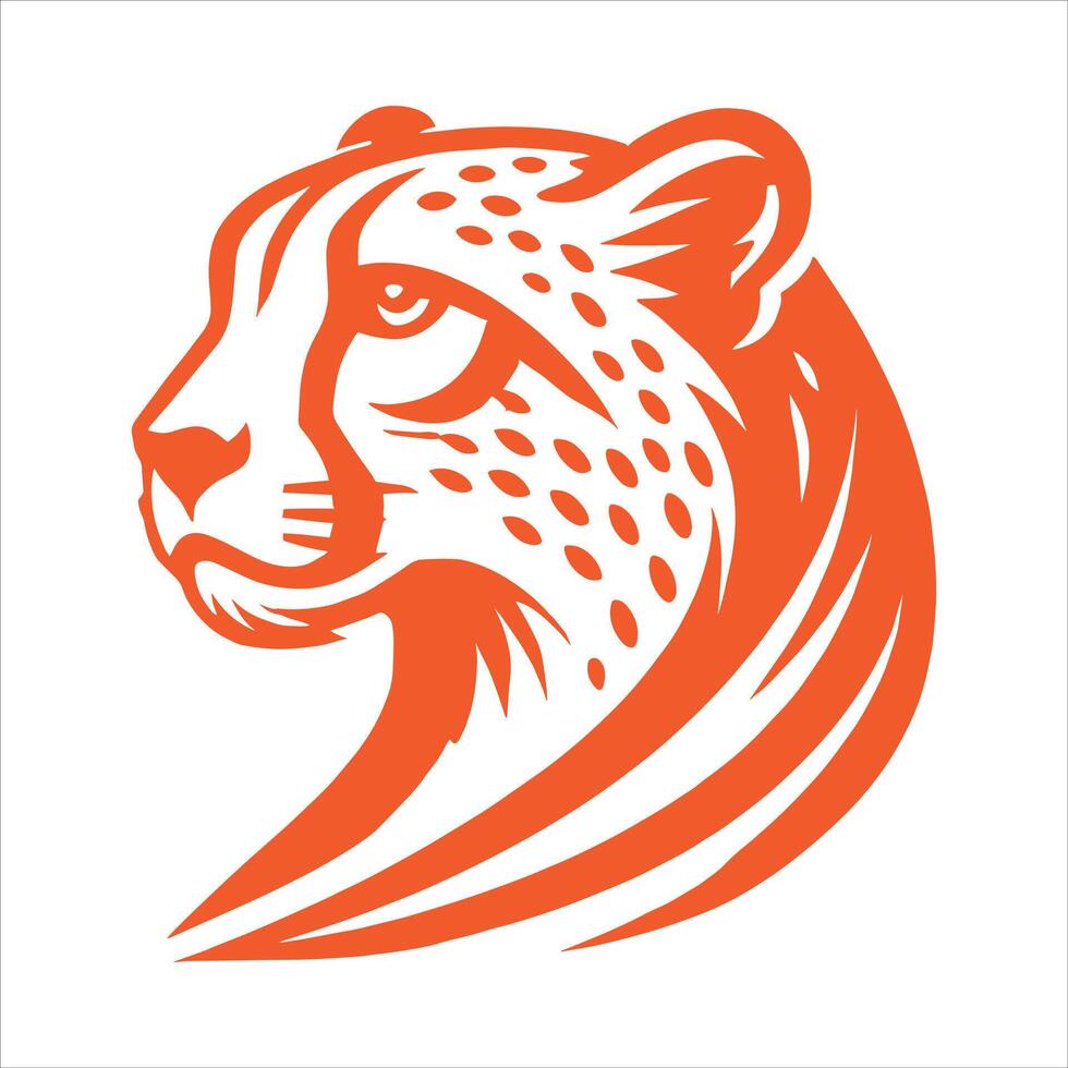 Cheetah Face Silhouette Simple Flat Icon On White Background vector