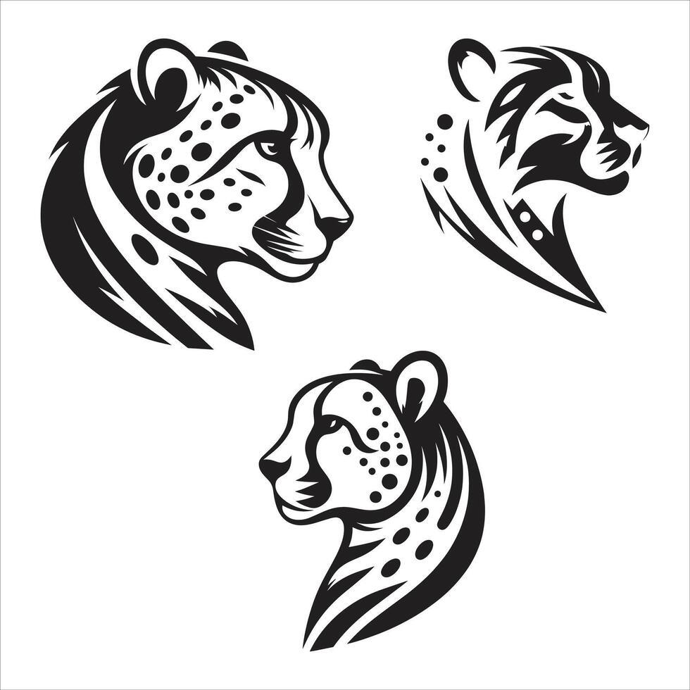 Leopard Face Art, Minimalist And Simple Silhouette vector