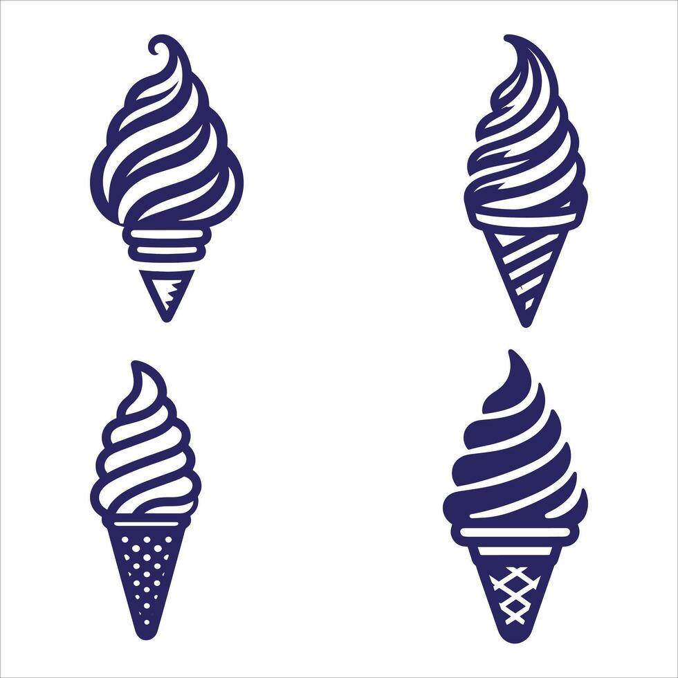 Ice-cream logo illustration, Ice-cream Silhouette On White Background vector