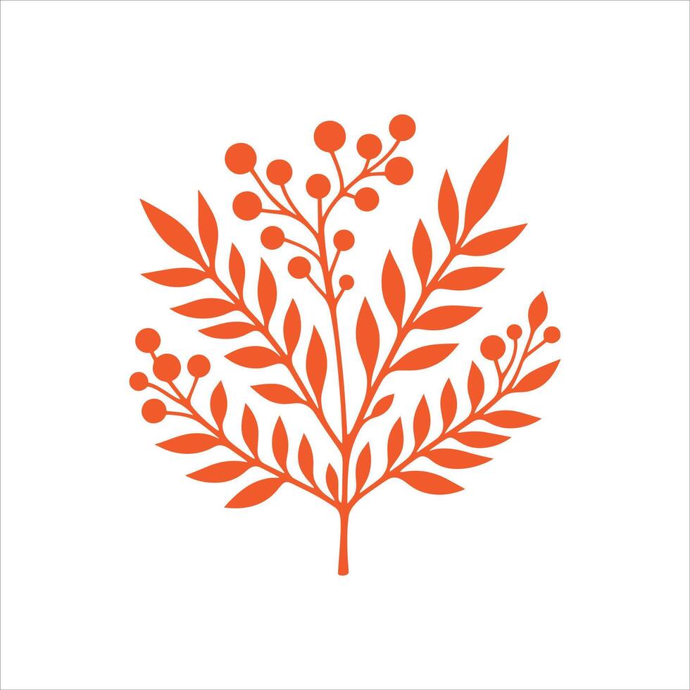 Branches With Leaves And Berries isolated on a white background vector