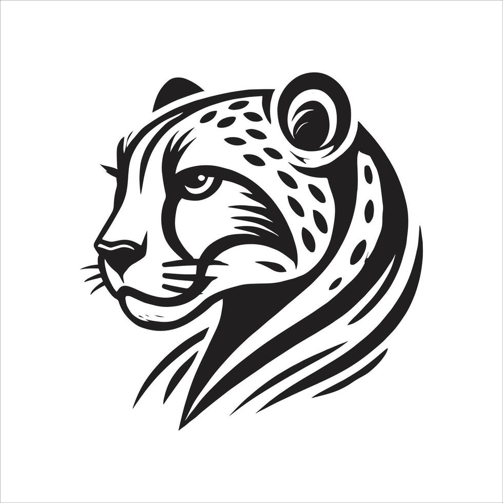Leopard Logo Black And White Silhouette Simple Flat Icon On White Background vector