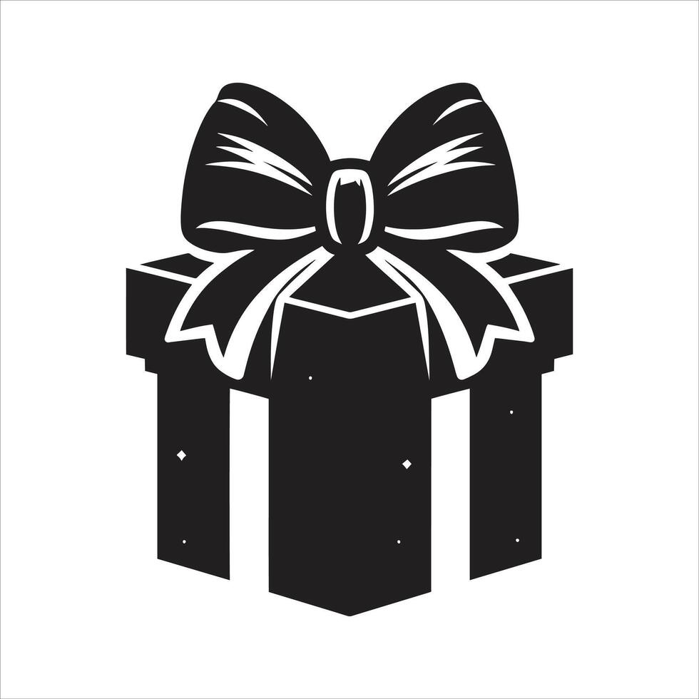 Black And White Color Gift Box Icon Logo Design Silhouette Illustration On White Background vector