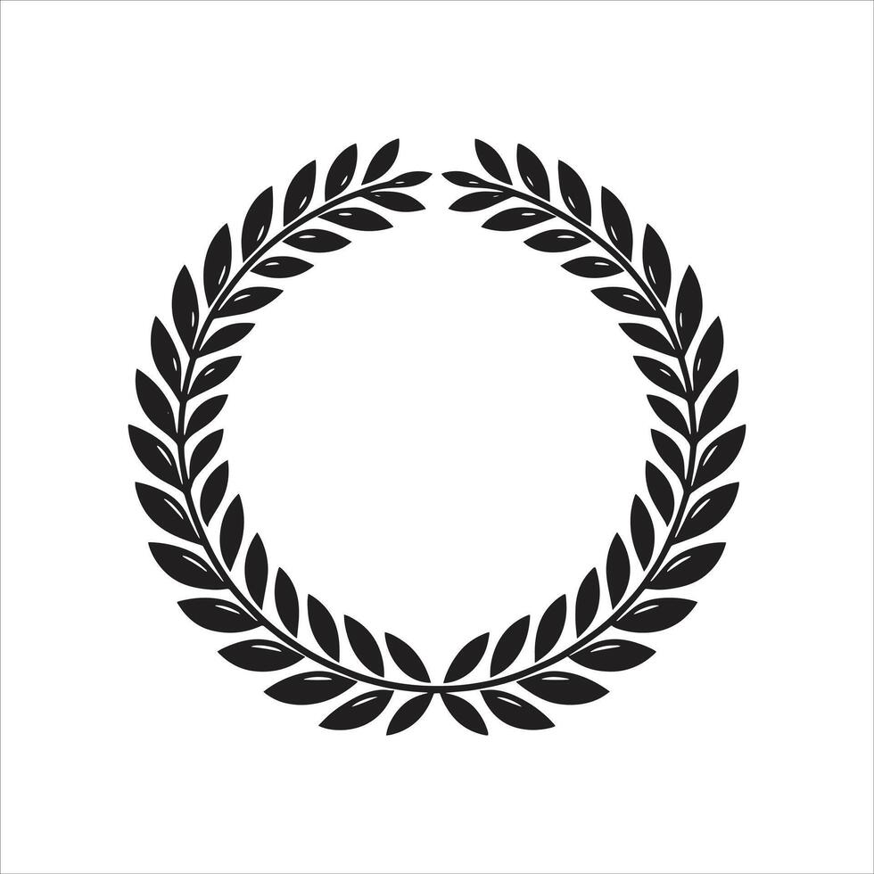 Wreath Olive Branch Leaves Logo Design Element Emblem Silhouette vector