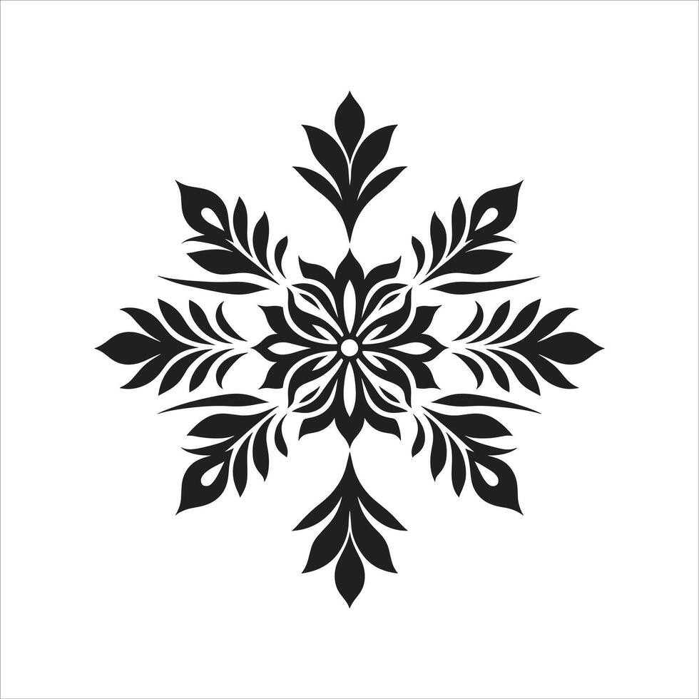 Round black and white pattern in oriental style with floral elements. Mandala circular ornament vector