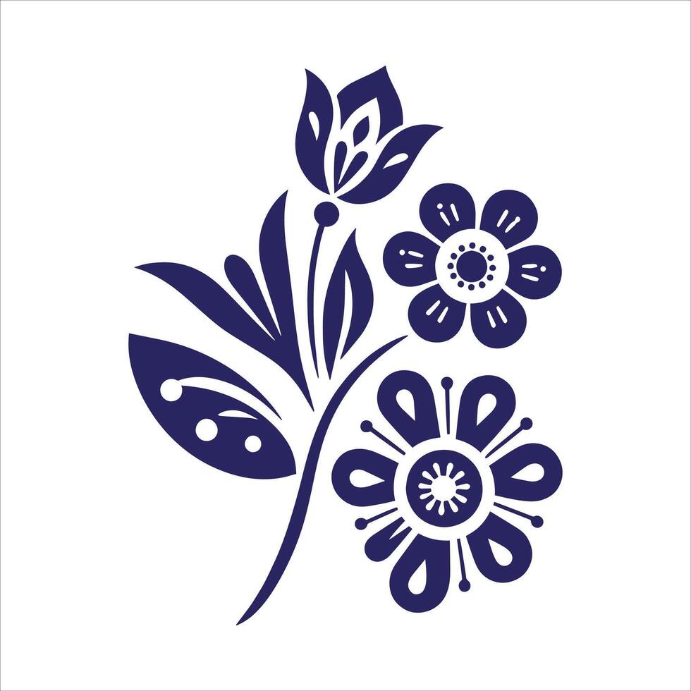 Scandinavian Flower Clipart Minimalist Simple Silhouette vector
