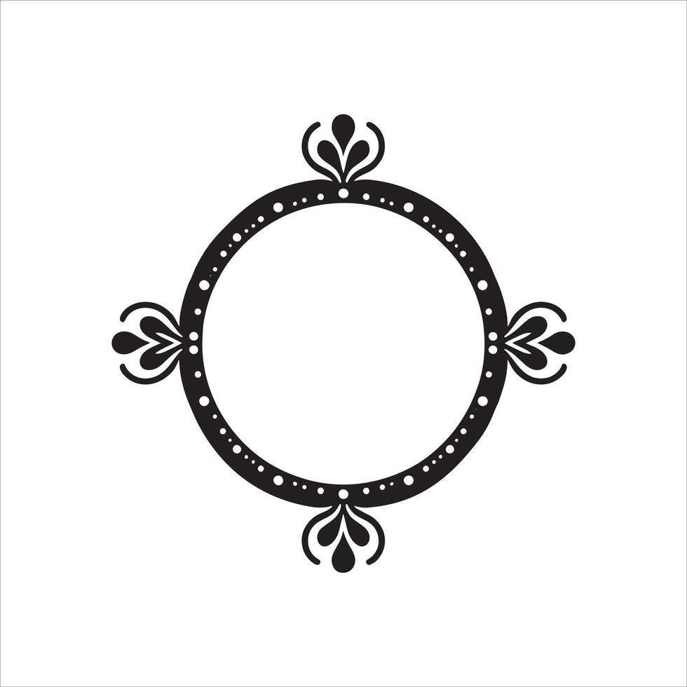 A black and white circle with a flower on it vector