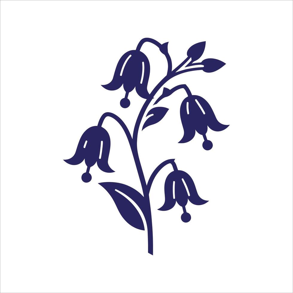 A blue flower with leaves and buds on a white background vector