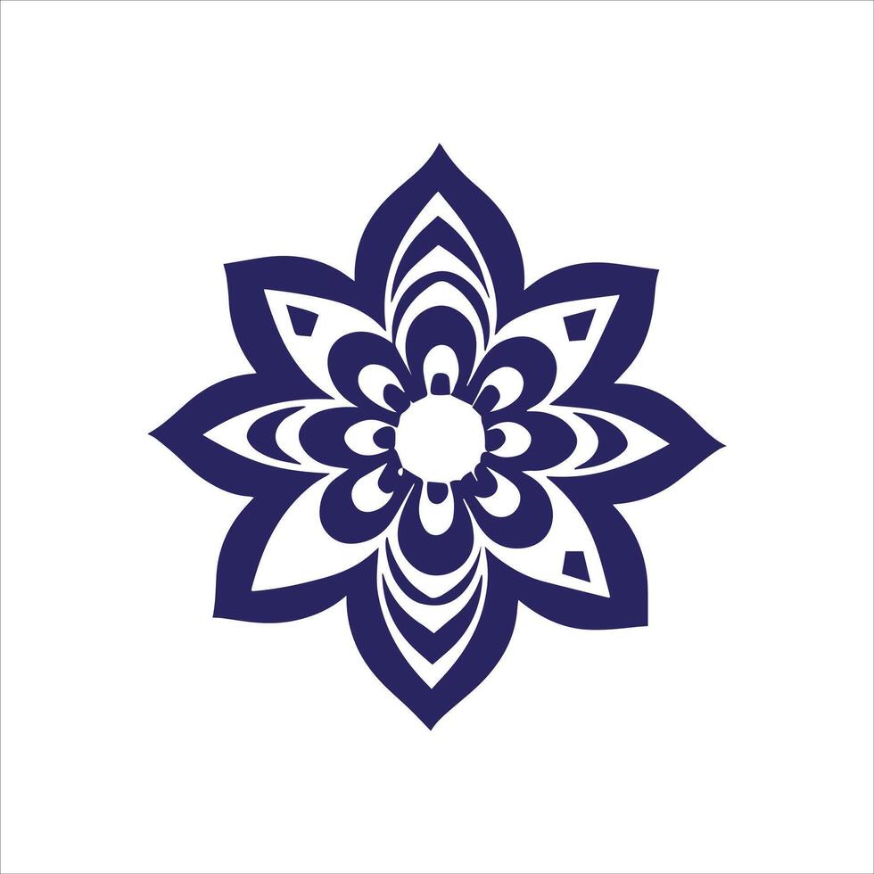 Flower Pattern Of Mandala Blue Clipart Minimalist Simple Silhouette vector