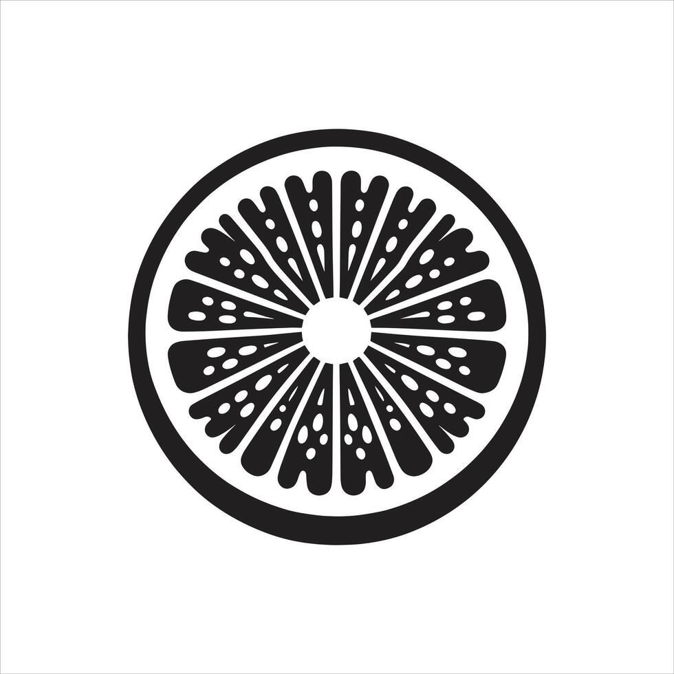 A black and white image of a slice of orange vector