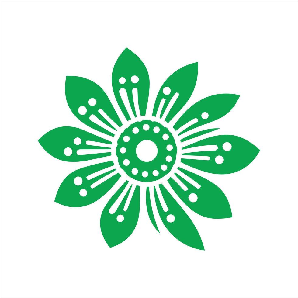 Minimalist Silhouette Green Decorative Flowers Icon Clipart vector