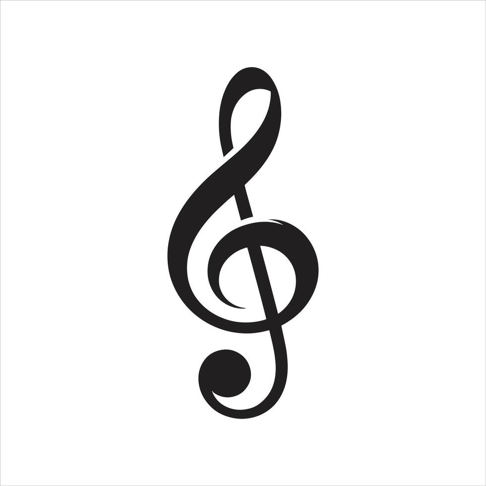 A black and white treble clef icon vector