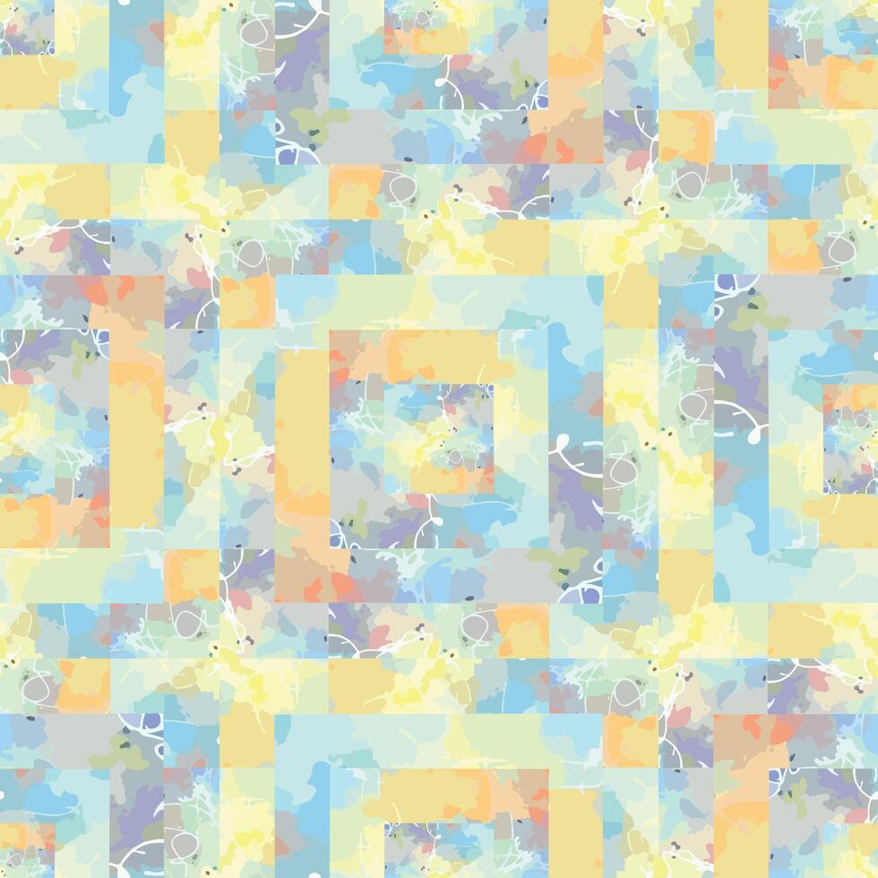 Abstract, , gender neutral, geometric mosaic design with pastel watercolors in yellow, blue, and lavender, ideal for digital backgrounds, stationery, and spring designs. vector