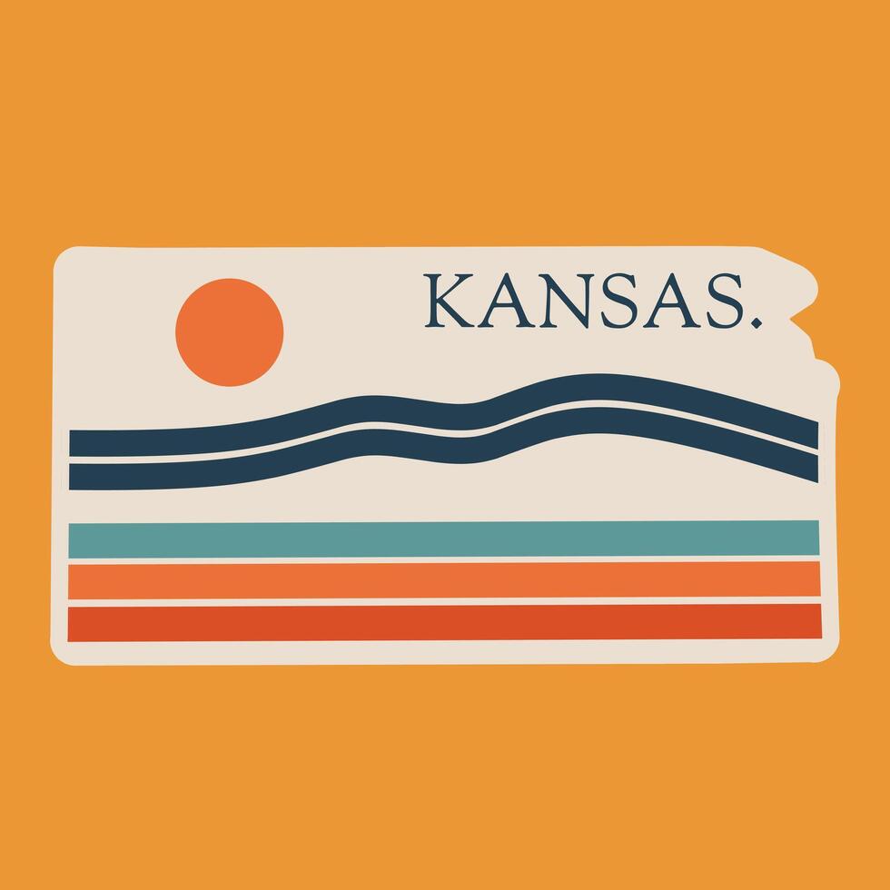 Kansas Meadow with retro line perfect for print, apparel, sticker, etc vector